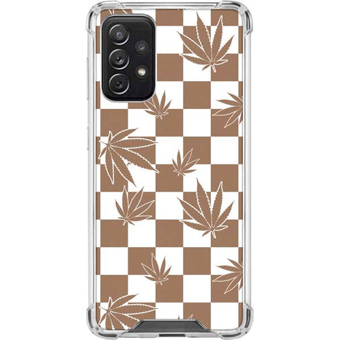 Marijuana Brown Checkered Galaxy A72 5G Clear Case